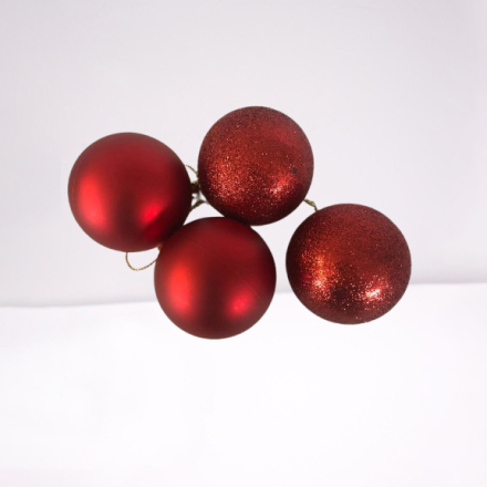 Новорічні іграшки на ялинку 6 см, червоні